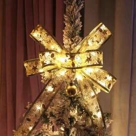 Listón Dorado Liston Navideño Decorativo  Con Luces Led 5 Metros 2pzs