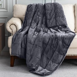 Uttermara Weighted Blanket Queen Size 20lbs for Adults, Sherpa Fleece Weighted Blanket with Cozy Plush Flannel, Fluffy Warm Sherpa Snuggle Bed Blanket, Great for Relax, 60 x 80 inches, Dark Grey