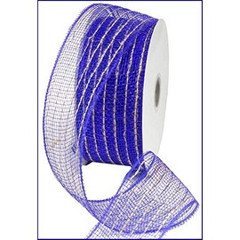Royal Blue Jute Poly Deco Mesh Ribbon (2.5 Inches x 25 Yards)