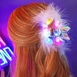 Reaky Leuchtende Haarklammer mit LED-Beleuchtung, glitzernd, Laser, groß, Haarschmuck für Damen