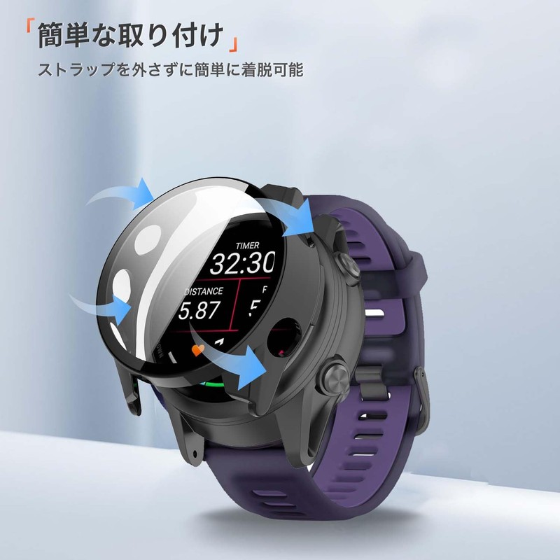 For Garmin Forerunner 970 47mm ケース YAJOJO 保護 ガラスフィルム 一体型