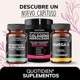Quotidien Pptidos Bioactivos de Colageno Hidrolizado  cido Hialurnico  Biotina  Vitamina C-Suplemento Alimenticio especfico para piel y uas- Disuelve 