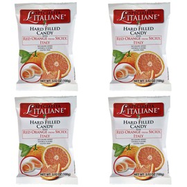 Serra Le Italiane, Italian Natural Hard Candy Filled With Red Orange From Sicily Italy, 3.5 Ounce Pack of 4