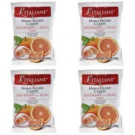 Serra Le Italiane, Italian Natural Hard Candy Filled With Red Orange From Sicily Italy, 3.5 Ounce Pack of 4