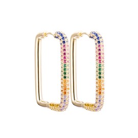 PengJin Large Drop Square Earrings for Women Copper Shiny Cubic Zirconia for Sensitive Ears Delicate Jewelry for Girls Birthday Anniversary Gift, Crystal