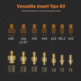HANGLIFE Soldering Iron Tips for Threaded Inserts M2 M2.5 M3 M4 M5 M6 M8, Heat-Set Insert Tips Compatible with Weller SP40NUS/Hakko FX-888D/900M/T18 Irons- Press Tool for Plastic 3D Printer Components