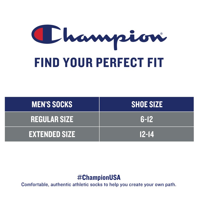 Champion Men's Double Dry Moisture Wicking Ankle Socks; 6, 8,