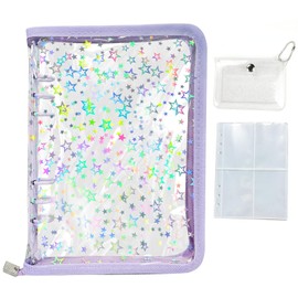 SUOKOMR Trading Card Case, Pasha Kore Storage File, Zipper Closure, Coin Pocket, Cute Trading Card Holder, Card Case, Sticker Book, Transparent Stickers, Glitter, Binder, A5, 6-Hole, 4 Pockets