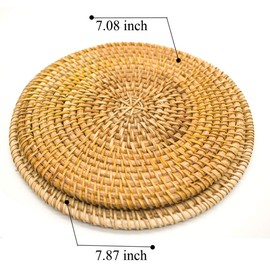 BEEHOMEE Trivets for Hot Dishes - Woven Rattan Trivets Hot Pads for Dinning Table,Kitchen Heat Resistant Straw Dish Coasters Placemats Pot Holder (7.08 Inch) …