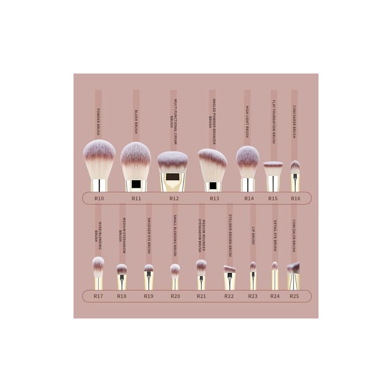 Beauty - Juego de brochas de maquillaje de viaje, 16