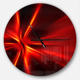 Designart 'Red & Yellow Rays' Oversized Modern Metal Clock Large Wall Clock Large Decorative Clock Wall Clock for Living Room Office Decoration