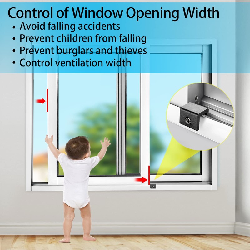 6 Sets Sliding Window Locks,Adjustable Window Lock With Key, Can