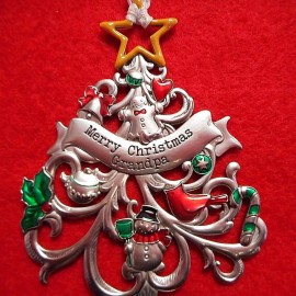 GANZ NEW Colorful Tree Design Ornament from Ganz, "Merry Christmas Grandpa"