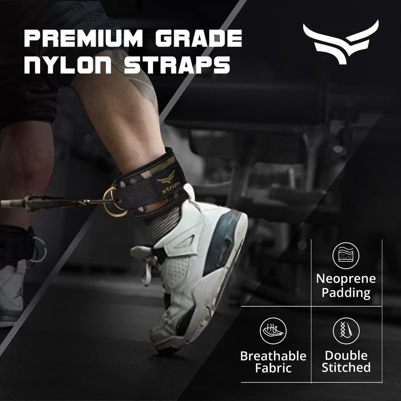 XTRIM Durafit Unisex Stylish Ankle Straps with Metal D-Rings for