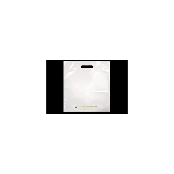 Laddawn White Poly Mdse Bag with Die-Cut Handle, 9" x