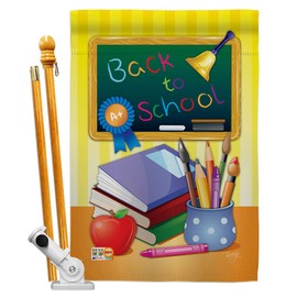 Back to School House Flag Set Education First Day Bus Supplies Teacher Students Class Small Decorative Gift Yard Banner Made In USA 28 X 40