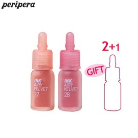 PERIPERA Ink Airy Velvet Set 3items [Fluffy Collection], Tint 1#$%Tint 2#$%Lip:30 Wake Up Cherry-30 Wake Up Cherry-Random