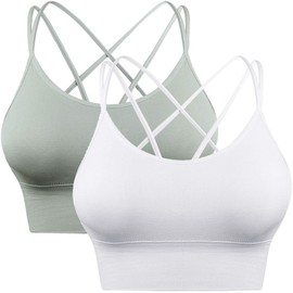 Enjoyoself Brasier deportivo con tiras para mujer, para yoga, correr, gimnasio, entrenamiento, fitness, camisetas sin mangas, Verde/Blanco, S