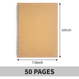 Khxriypha Brown Notebook 10 inch x 7.5 inch, 100GSM, Blank Spiral Notebook, 3-Pack, Soft Cover, Sketch book, 100 Pages / 50 Sheets, with writing backboard-line