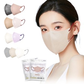 [R・BOOM] 【MASK KING】10枚ｘ2パックバイカラー 3Dマスク 敏感肌用 UVカット 軽量 薄い 不織布 立体マスク 花粉対策 3dマスク 小さめ 小顔マスク 20枚 使い捨て カラーマスク おしゃれ 99％カットフィルター 顔にフィット (アイボリー, 10枚*2パック)