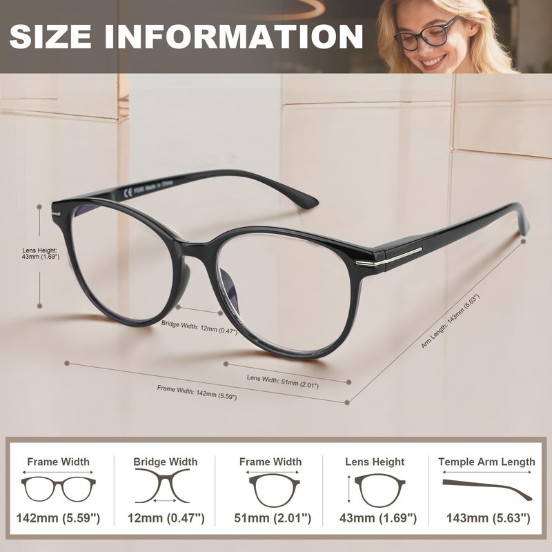 SKYOLUY 2 PCS Distinctive Progressive Multifocus Reading Glasses Women, Retro