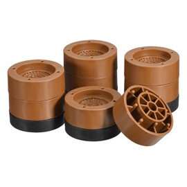 sourcing map Round Furniture Risers 4 Set, Height 2.36" Adjustable Bed Lifts Risers for Bed Frame, Table, Desk, Couch Leg, Chair Risers, Supports 1300 Lbs, Brown