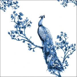 Ambiente Serviette Lunch 33 x 33 cm with Royal Peacock Motif Elegant Blue Pack of 20