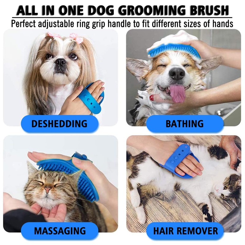 Kwispel Dog Grooming Brush, Pet Shampoo Bath Brush Shedding Soothing