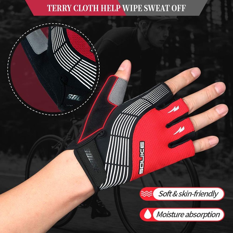 Souke Sports Half Finger Cycling Gloves, Unisex, Gel Shock Absorption,