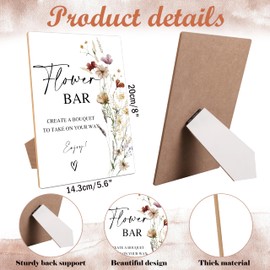 Floral Theme Wooden Wedding Signs, Flower Bar Sign, Bridal Shower Centerpieces for Tables, Couples Wedding Shower Decorations, Flower Bar Supplies for Engagement, Proposal and Anniversary Party, 17