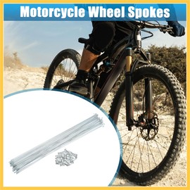 REPAIROCK 36pcs 14G J Bend Bicycle Galvanized Spokes 300mm 11.81" Cycle Spokes with Brass Nipples Steel Spokes for Mountain Bike MTB Auto Replacement Parts