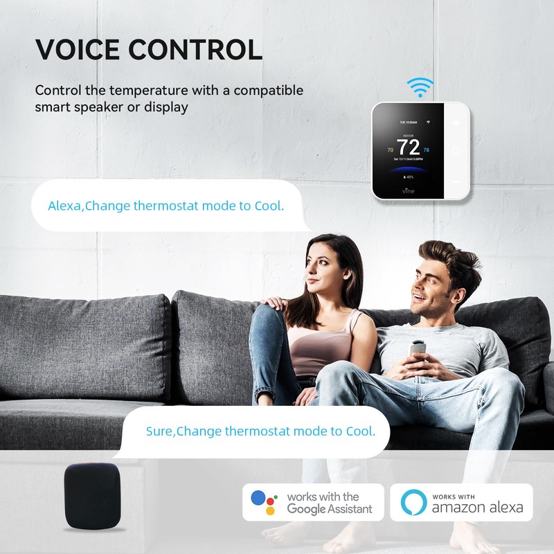vine Thermostat for Home with Touchscreen Color Display, WiFi Smart