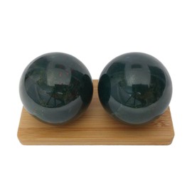 Top Chi Bloodstone Baoding Balls for Hand Therapy, Exercise, and Stress Relief (Large 2 Inch with Stand)