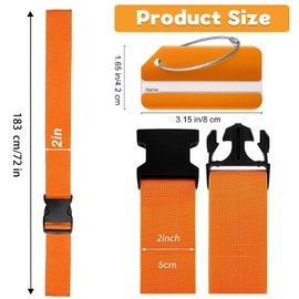 Luggage Strap 4 Pieces Luggage Strap, KAMHBE Luggage Strap Luggage Strap with 4 Pieces Luggage Tags for Travel Accessories (4 Pack - 4 Colours)