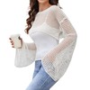 ETOSELL Women Long Sleeve Y2K Crop Tops Hollow Out Crochet