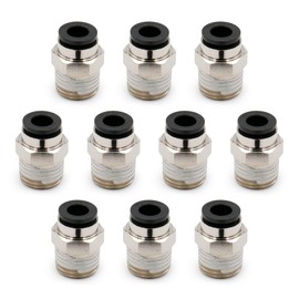 Heschen Quick Fittings PC6-02 6 mm Push In Joint Thread Male 1/4 Inch Pneumatic Connector Quick Fittings Pack of 10