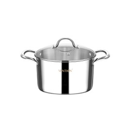 VENTION Tri-Ply Stainless Steel Stock Pot with Lid, Induction Cooking Pot, 4.6 Quart Small Stockpot
