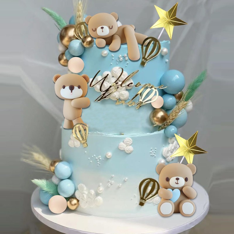 Decoración para tartas de oso con letras de bebé, decoración