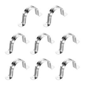 sourcing map 8Pcs Rigid Pipe Straps, 50mm(1.97") 201 Stainless Steel 2 Hole U-Shaped Bracket Tube Hanger Pipe Clamps for Fixing Pipe Cable