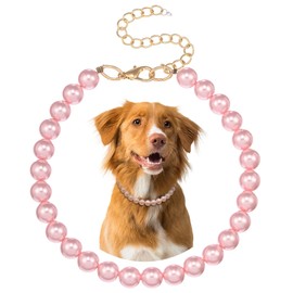 Madison Tyler Dog Pearl Necklace | Durable Dog Necklace | Cute Fashion Pet Collar for Dog | Light Pearl Jewelry Bold Puppy Accessories | Pet Necklace Gift 19 Inches