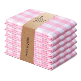 Urban Villa Kitchen Towels Set of 6 Buffalo Checks Pink/White Kitchen Towels 20X30 Inches 100% Cotton Highly Absorbent Kitchen Towels Premium Quality Ultra Soft Mitered Corners KitchenTowels