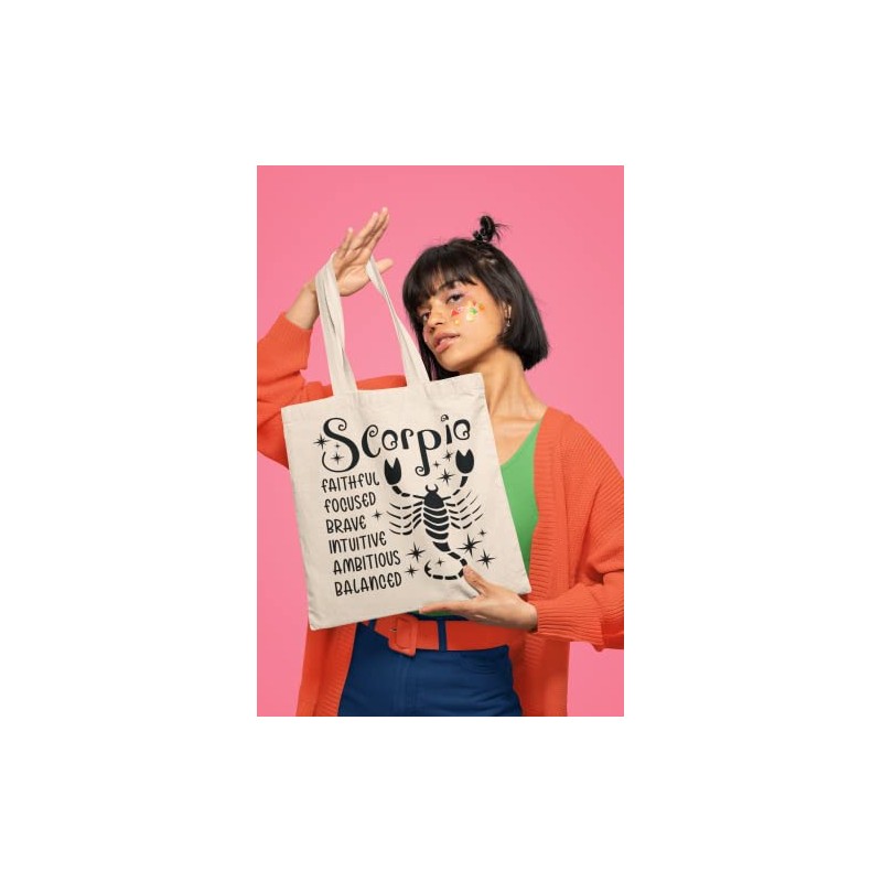 Scorpio Zodiac Signs Tote Bag - Long Handled Natural Colour
