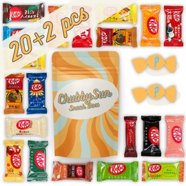 ChubbySun™ Snack Box Japanese Kit Kat Mini Bar 20 Pieces Variety Assortments Pack - 9 Different Flavor Guaranteed with Extra Gift of 2 Pcs Random Candies, exotic foreign chocolate snacks kitkat dagashi food