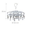 Relaxdays Sock Dryer for Clothes Airer, 24 Clips, Swivel Hooks,