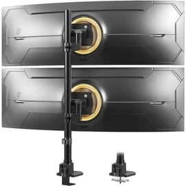 Dual Monitor-Arm Ultrawide Heavy Duty - 24-57 inch Vertical Dual Monitor Mount, Adjustable Stacked Double Monitor Desk Mount Stand, Max Load 59.4 lbs (per Arm), VESA 75/100 mm, Black