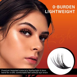 VYRILA Lash Cluster 240pcs Individual Lashes,8-16mm Diy Lash Extension,D Curl Lash Clusters Wispy,3D Natural Lash Clusters Look Like Eyelash Extension DIY at Home (Orange 30P-D-8-16mix)