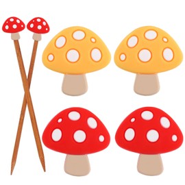 4Pcs Mushroom Stitch Stoppers Knitting Needle Point Protectors Silicone Knitting Needles Caps Cute Knit Needle Tip Huggers Sewing Gadgets Needle Minder for DIY Quilting Art Knitting Craft Beginners
