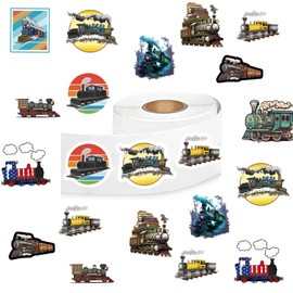 Train Stickers (500 pcs), 10 Sheets Graphic Aesthetics Cartoon Decal Roll Self Adhesive Seals for Kids Girls Boys Teen Birthday Party Decorations Water Bottle Laptop Scrapbook Cards Envelopes