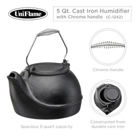 UniFlame, C-1242, 5 Quart Cast Iron Humidifier, Chrome Handle
