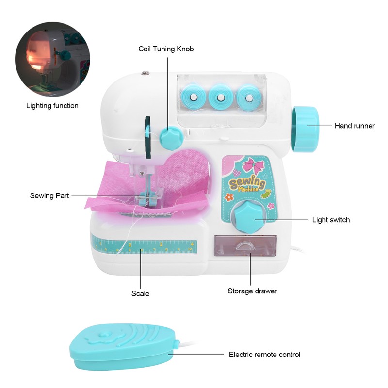 Kids Sewing Machine Toy Kit Portable W/Model Tape Scissor Threader